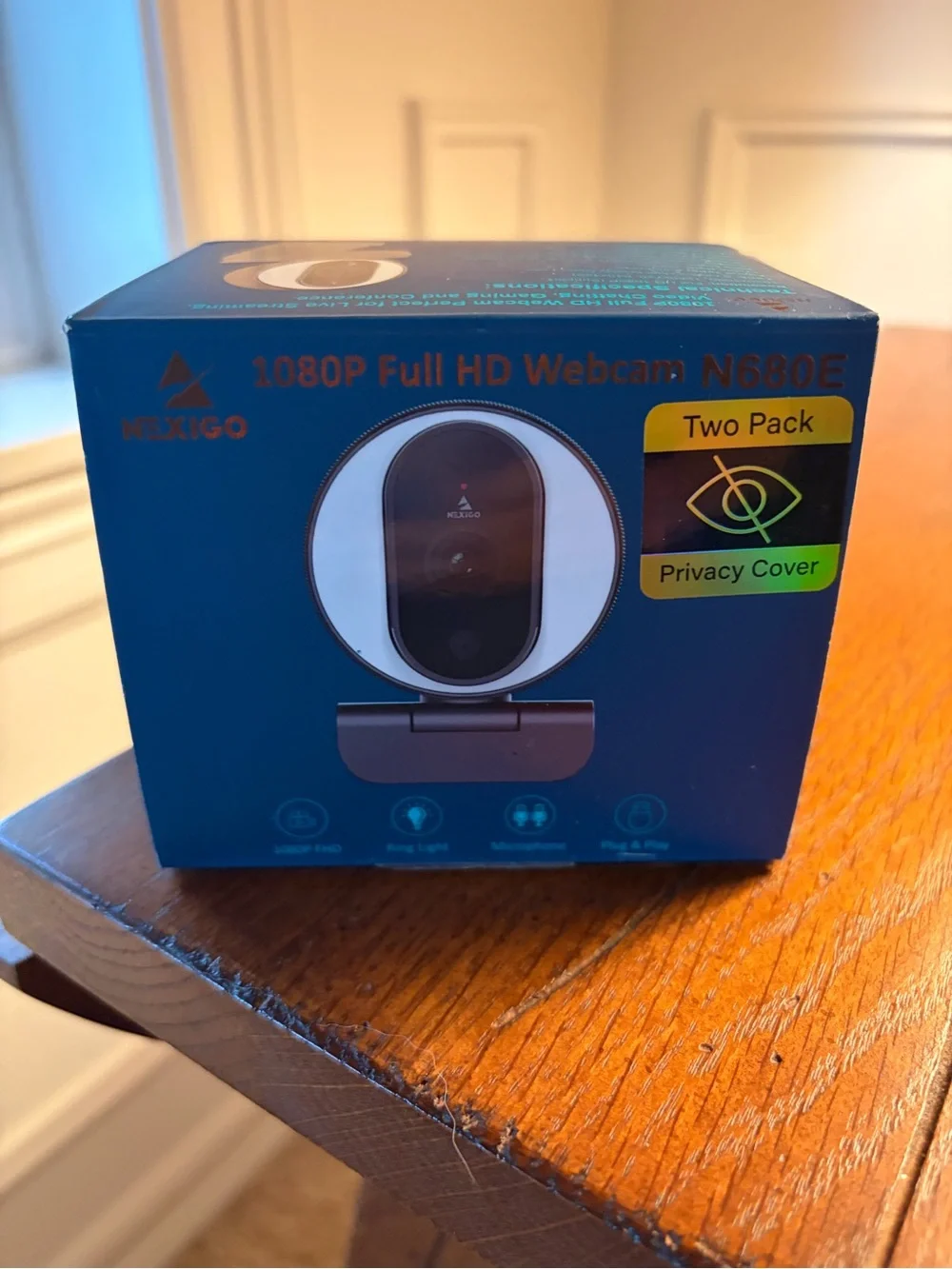 NexiGo N680E 1080P Webcam with Ring Light, Privacy Cover and Dual Microphone